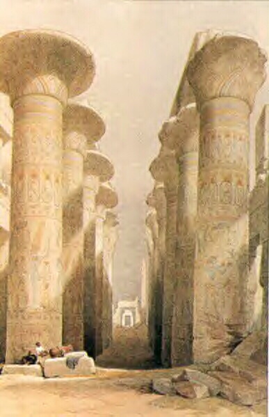 Granda halo de la templo de Karnak.